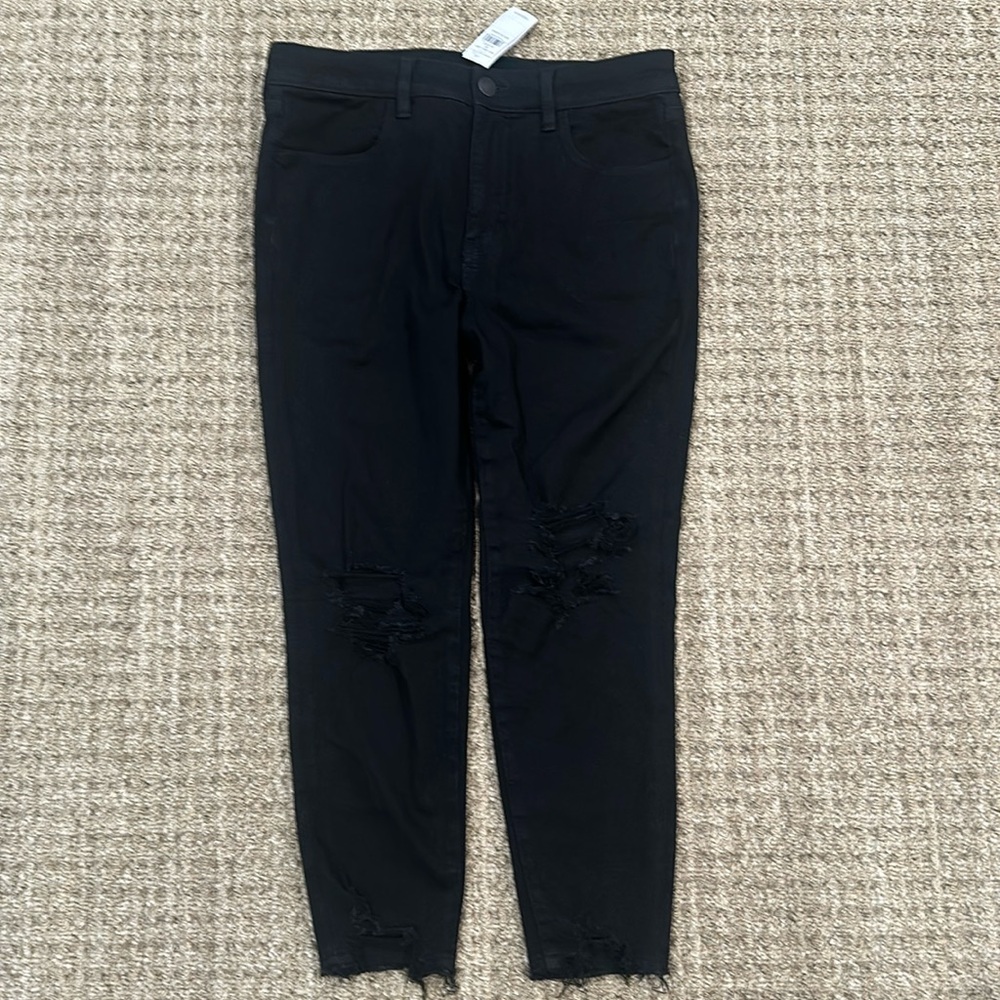 NWT American Eagle Distressed Black Denim Jeggings 12-XSHORT